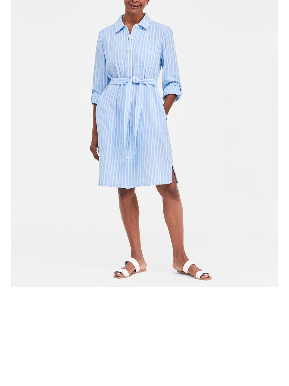 Light Blue Stripe Shirt Dress with Tie Belt - Style & Co